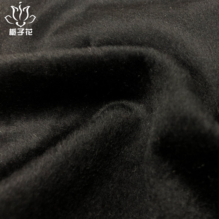 毛呢布料生产厂家现货黑色单面顺毛呢布料
