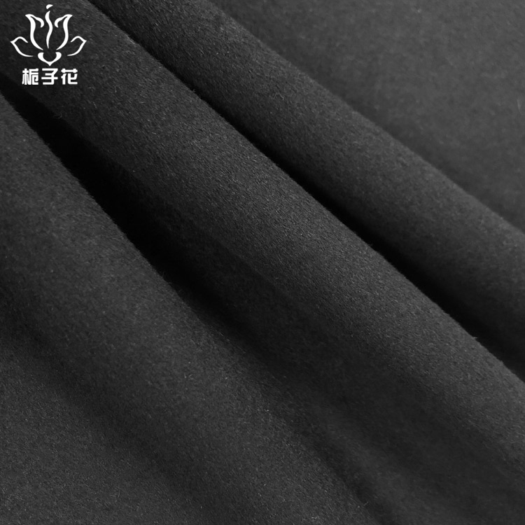 粗纺呢料工厂直销秋冬50羊毛黑色双面呢面料