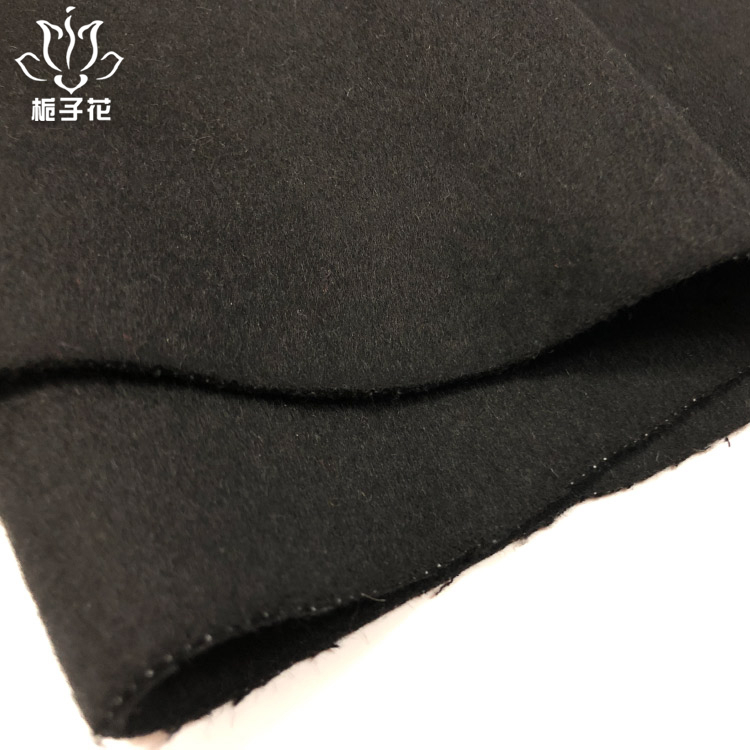 毛呢面料工厂生产黑色纯羊毛双面呢面料