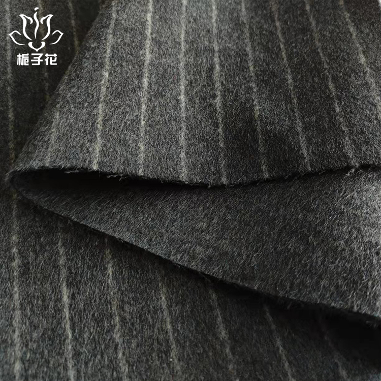 毛料工厂定制双面异色条纹毛呢布料
